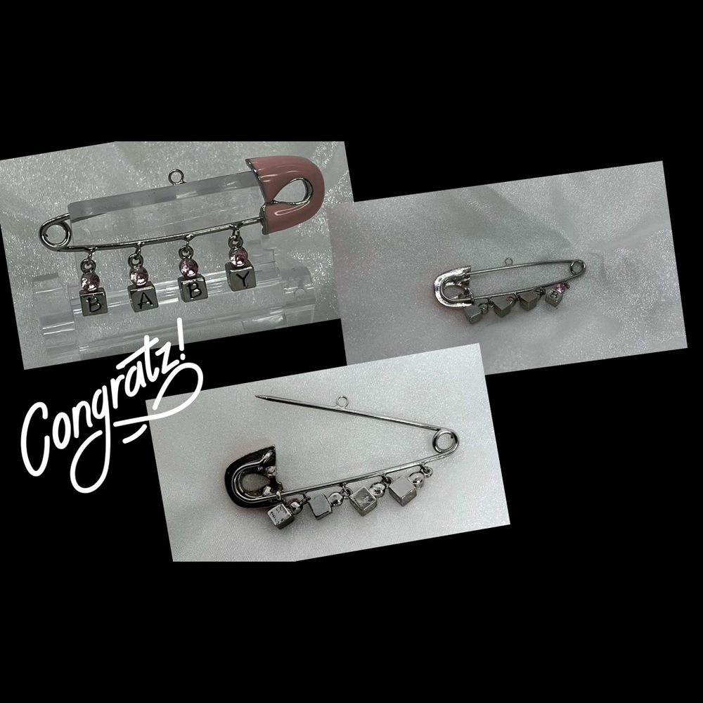 Baby Girl Safety Pin/Pendant ~ Baby Gift Topping ~ Baby Kilt Pin - Picture 3 of 3
